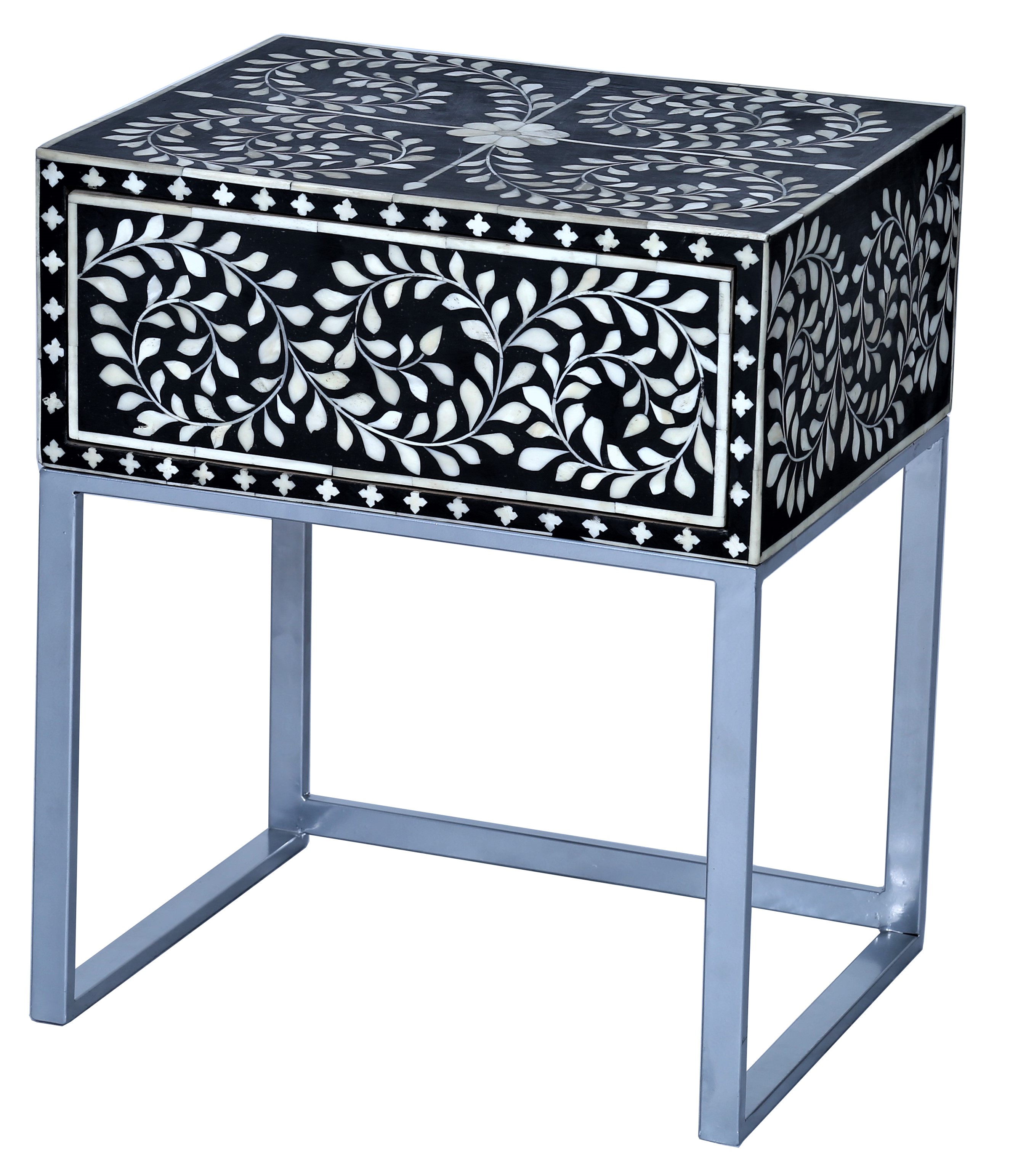 Bedside with inlay Black and White